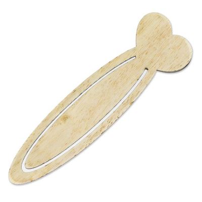 Alternate image for Handcrafted Heart Theme Recycled Teak Bookmark Happy Heartbeats