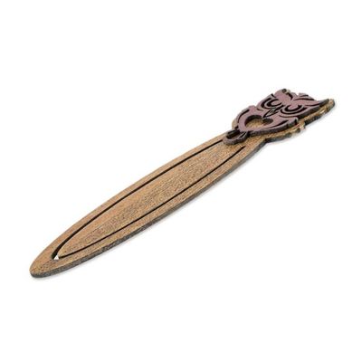 Alternate image for Handcrafted Recycled Teak Wise Owl Theme Bookmark Wisdom of the Owl