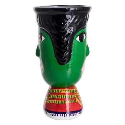Alternate image for Double Face Ceramic Flower Pot Hand-Painted in Guatemala St. Martin