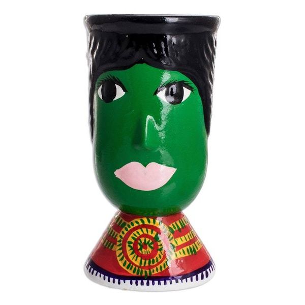 Alternate image for Double Face Ceramic Flower Pot Hand-Painted in Guatemala St. Martin