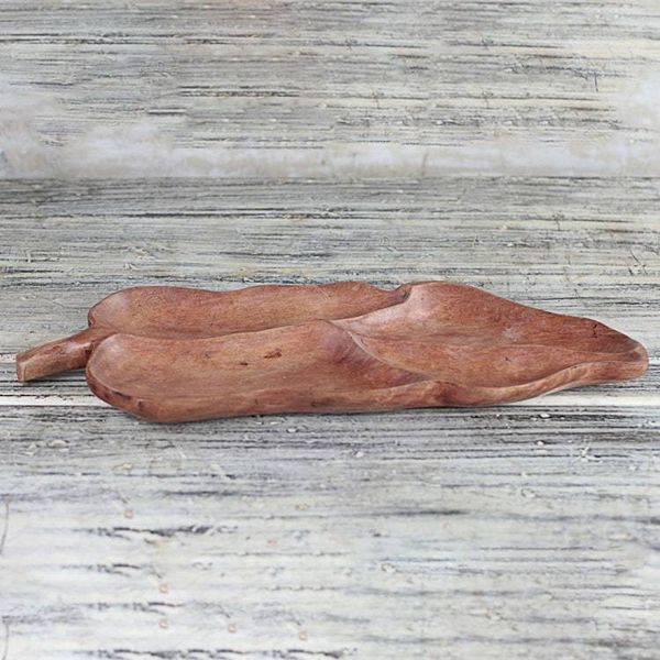Alternate image for Handcrafted Light Ebony Wood Leaf Decorative Tray from Ghana Lush Leaf