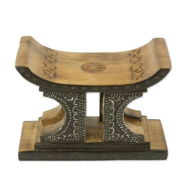 Alternate image for Sese Wood and Aluminum Mini Decorative Stool African Legend in Brown