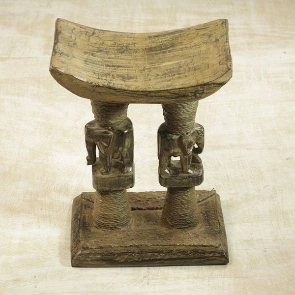 Alternate image for Decorative Cedar Wood Elephant Throne Stool from Ghana Elephant King