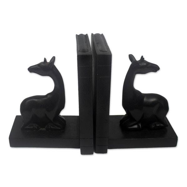 Alternate image for Hand Carved Teak Wood Giraffe Bookends Pair Giraffe Story