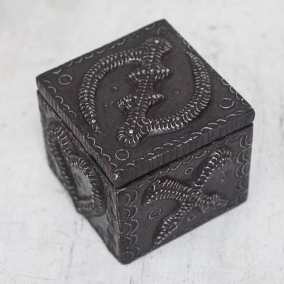 Primary image for Adinkra Pattern Aluminum and Wood Decorative Box from Ghana Adinkra Secret