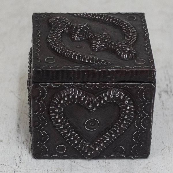 Alternate image for Adinkra Pattern Aluminum and Wood Decorative Box from Ghana Adinkra Secret