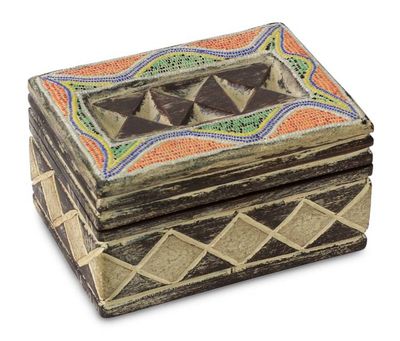 Alternate image for West African Beaded Wood Jewelry Box Ghana Tradition