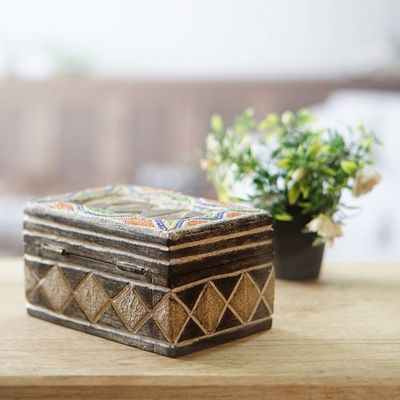 Alternate image for West African Beaded Wood Jewelry Box Ghana Tradition