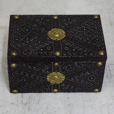 Primary image for Aluminum Brass and Wood Decorative Box from Ghana Secret Patterns