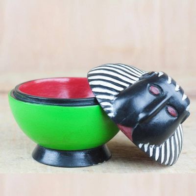 Alternate image for Handcrafted Sese Wood Monkey Decorative Jar from Ghana Monkey Keeper