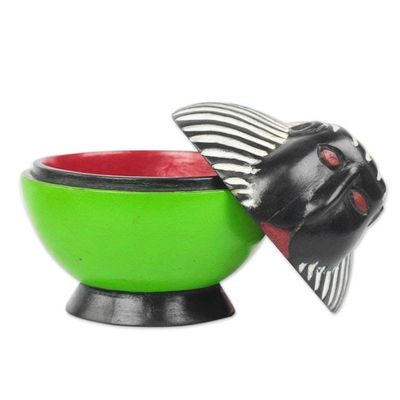 Alternate image for Handcrafted Sese Wood Monkey Decorative Jar from Ghana Monkey Keeper