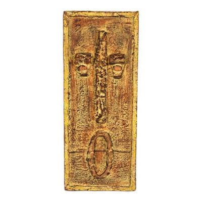 Alternate image for Rustic Sese Wood Portrait Relief Panel from Ghana Fine Face