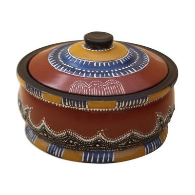 Primary image for Colorful Wood Decorative Jar Crafted in Ghana Colorful Hut