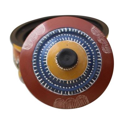 Alternate image for Colorful Wood Decorative Jar Crafted in Ghana Colorful Hut