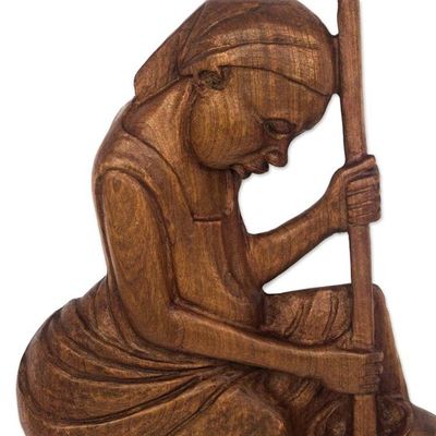 Alternate image for Baku Wood Relief Panel of a Woman Cooking from Ghana Evening Meal