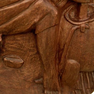 Alternate image for Baku Wood Relief Panel of a Woman Cooking from Ghana Evening Meal