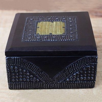Alternate image for Sese Wood Aluminum and Brass Decorative Box from Ghana Royal Keeper