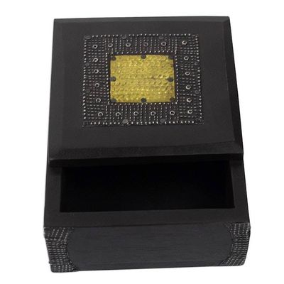 Alternate image for Sese Wood Aluminum and Brass Decorative Box from Ghana Royal Keeper