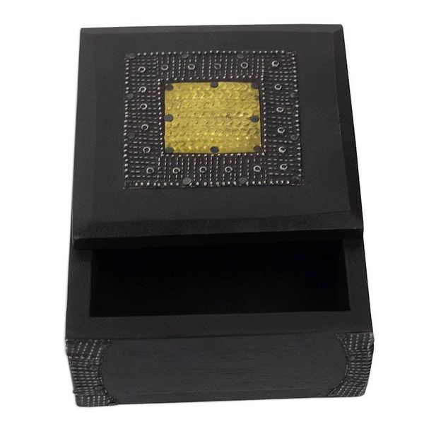 Alternate image for Sese Wood Aluminum and Brass Decorative Box from Ghana Royal Keeper