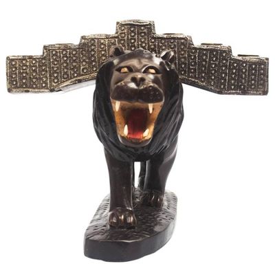 Alternate image for Hand Crafted Lion Candleholder from West Africa Lions Light