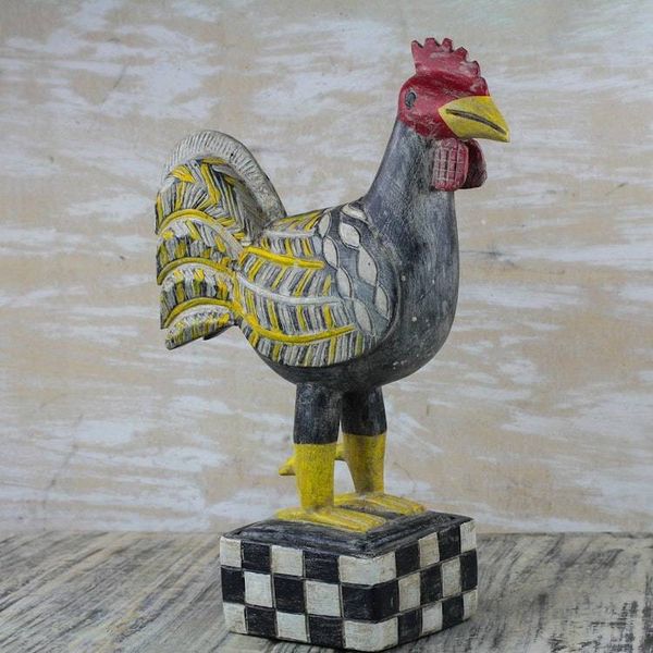 Alternate image for Multi-Color Wood Decorative Box with Rooster Sculpture Lid Watchful Rooster