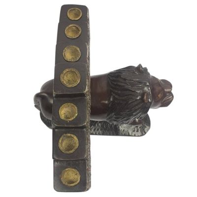 Alternate image for Hand Crafted Lion Candleholder from West Africa Lions Light