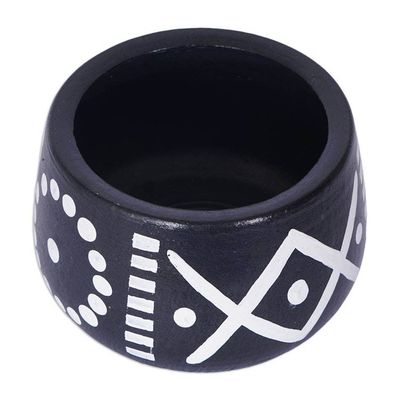 Alternate image for Geometric-Themed Black White Ceramic Decorative Flower Pot Gboane II