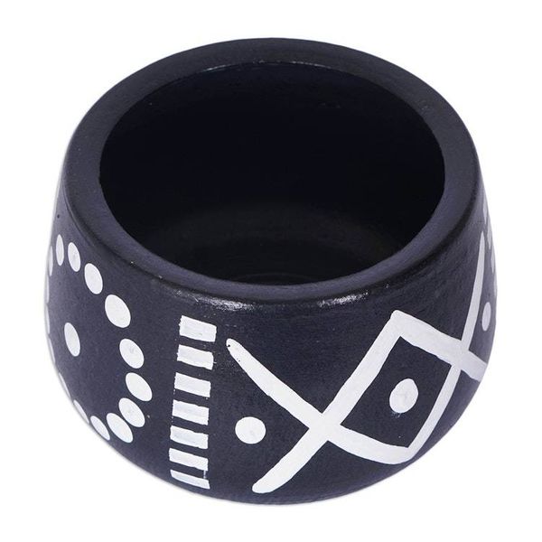 Alternate image for Geometric-Themed Black White Ceramic Decorative Flower Pot Gboane II