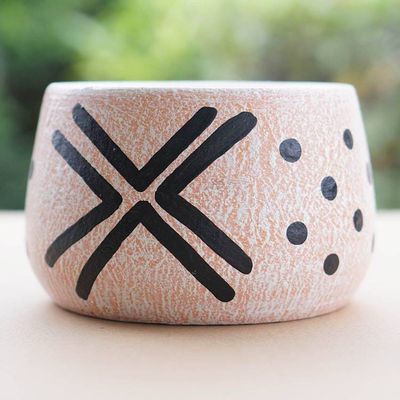 Alternate image for White and Black Distressed Ceramic Decorative Flower Pot Gboane I