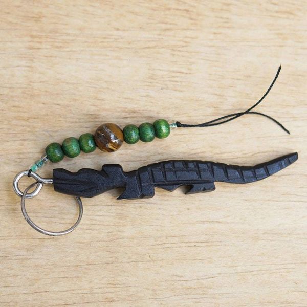 Alternate image for Handcrafted Ebony Wood Crocodile Key Chain from Ghana Reptile Amulet