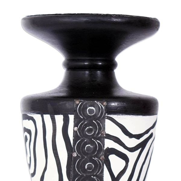 Alternate image for Wood Candle Holder with Embossed Aluminum Accents from Ghana African Wilderness