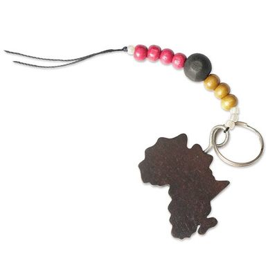 Alternate image for Handcrafted Ebony Wood Africa Key Chain from Ghana Homeland Amulet
