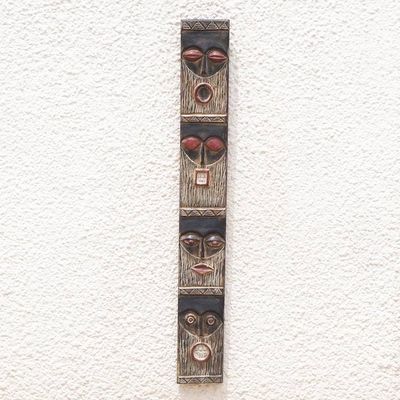 Alternate image for Mahogany Wall Relief Panel Carved Painted by Hand in Ghana Simbisa Dogon Board