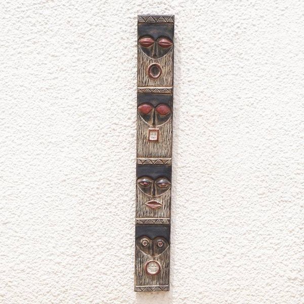 Alternate image for Mahogany Wall Relief Panel Carved Painted by Hand in Ghana Simbisa Dogon Board