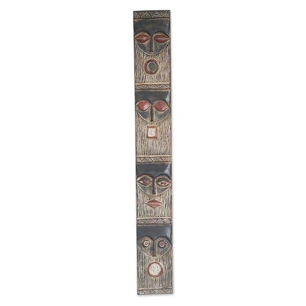 Alternate image for Mahogany Wall Relief Panel Carved Painted by Hand in Ghana Simbisa Dogon Board