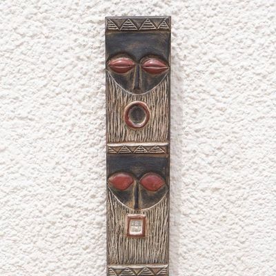 Alternate image for Mahogany Wall Relief Panel Carved Painted by Hand in Ghana Simbisa Dogon Board