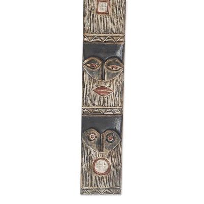 Alternate image for Mahogany Wall Relief Panel Carved Painted by Hand in Ghana Simbisa Dogon Board