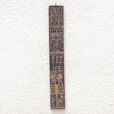 Alternate image for Ghanaian Mahogany Wall Relief Panel Carved Painted by Hand Malian Dogon Board