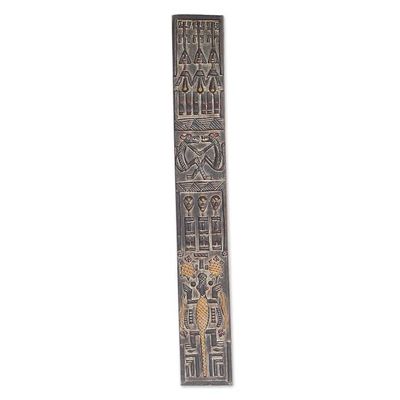 Alternate image for Ghanaian Mahogany Wall Relief Panel Carved Painted by Hand Malian Dogon Board