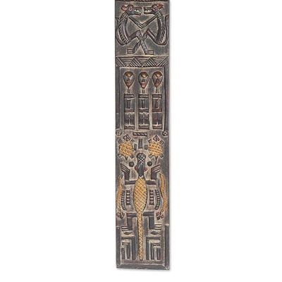 Alternate image for Ghanaian Mahogany Wall Relief Panel Carved Painted by Hand Malian Dogon Board