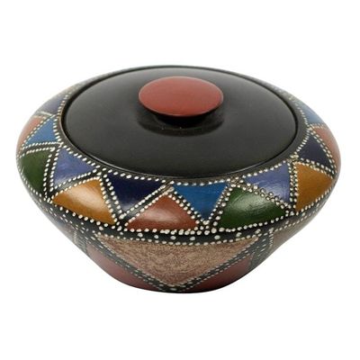 Alternate image for Multi Color Akan Trinket Decorative Wood Box Crafted by Hand Akan Colors