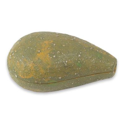 Alternate image for Hand Carved Green Avocado Shaped Wood Box from Ghana Rustic Avocado