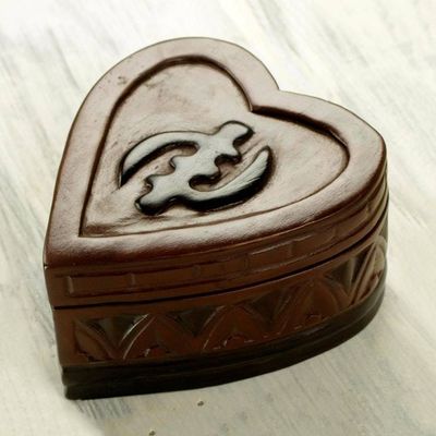 Alternate image for Ghanaian Hand Carved Heart Shaped Jewelry Box Heart of Africa