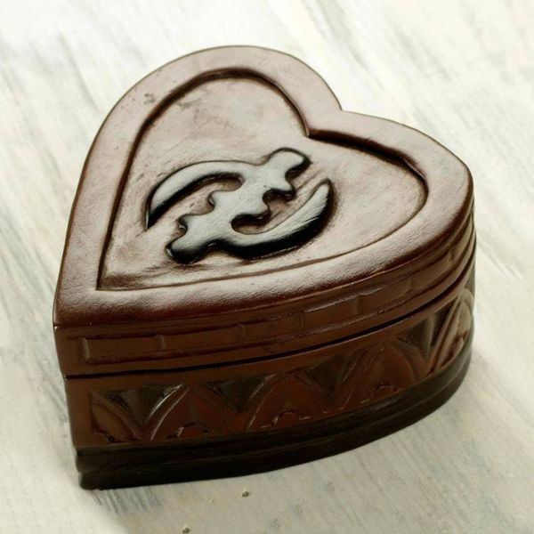 Alternate image for Ghanaian Hand Carved Heart Shaped Jewelry Box Heart of Africa