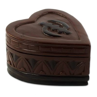 Alternate image for Ghanaian Hand Carved Heart Shaped Jewelry Box Heart of Africa