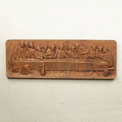 Alternate image for Christian Art Wall Sculpture Relief Panel from Ghana The Last Supper