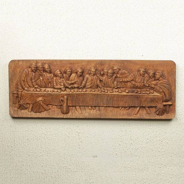 Alternate image for Christian Art Wall Sculpture Relief Panel from Ghana The Last Supper