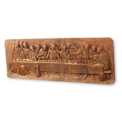 Alternate image for Christian Art Wall Sculpture Relief Panel from Ghana The Last Supper