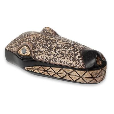 Alternate image for Hand Carved Wood Crocodile Head Decorative Box Crocodile Jewels
