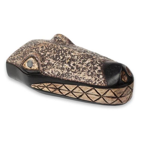 Alternate image for Hand Carved Wood Crocodile Head Decorative Box Crocodile Jewels